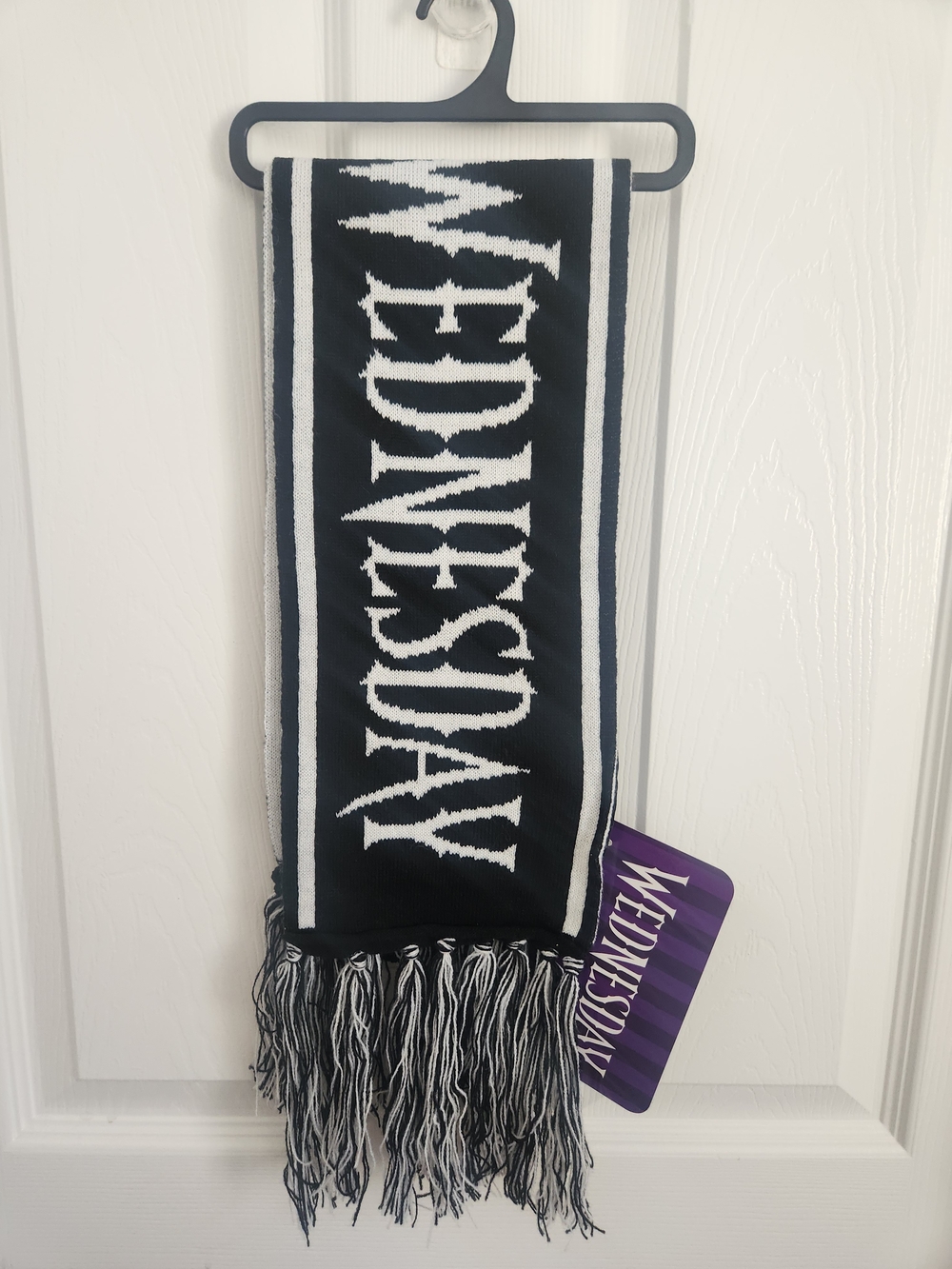 Wednesday Knit Scarf - Black & White Graphic